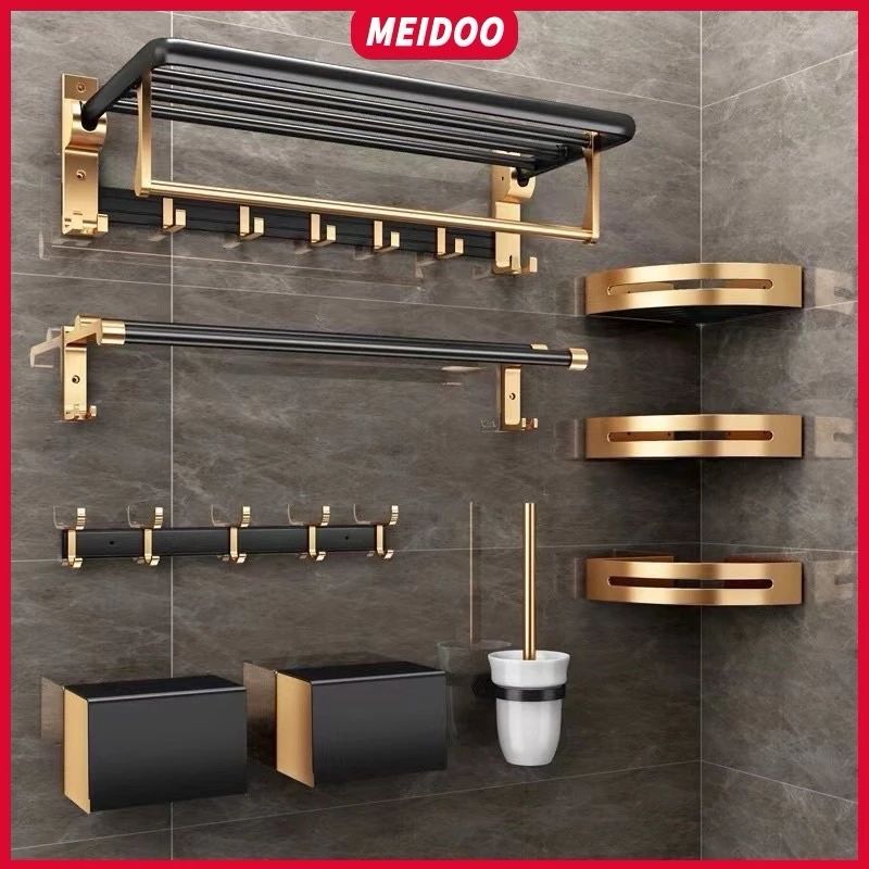 Rack de armazenamento de banheiro em alumínio dourado preto MEIDOO — análise em Produtos Review Online