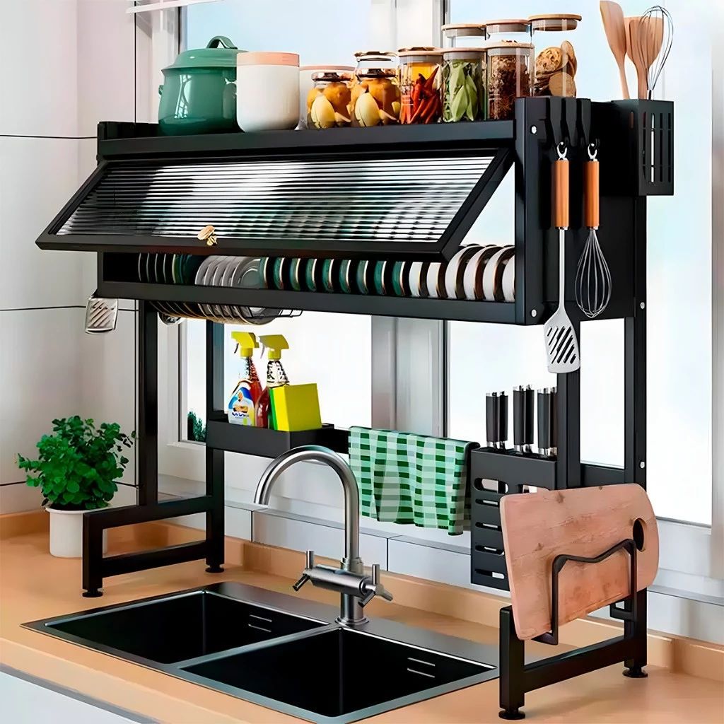 Escorredor De Pratos De Cozinha Suspenso Modular , Organizador , Prateleira Dupla De Asfalto Com Porta 65cm — análise em Produtos Review Online