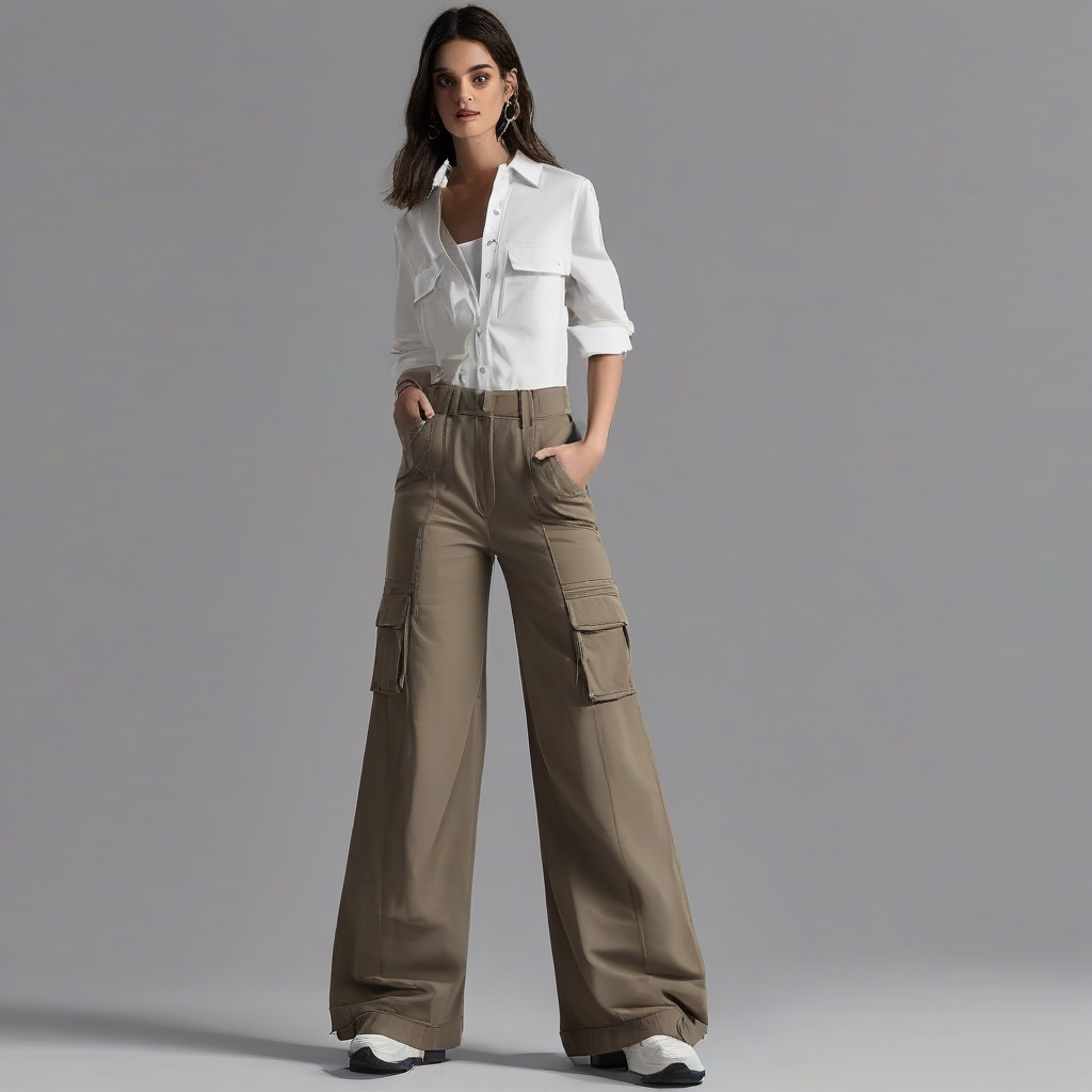 Calça Alfaiataria Social Feminina Pantalona Cargo Wide Leg Bolsos Cós Alto — análise em Produtos Review Online