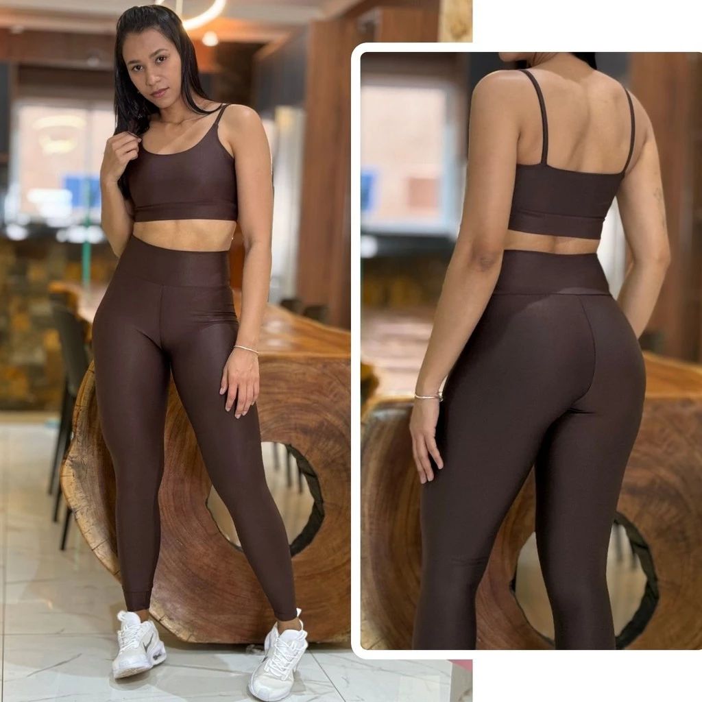 Conjunto Feminino de Academia Calça Legging + Top com Alta Compressão e Zero Transparência — análise em Produtos Review Online