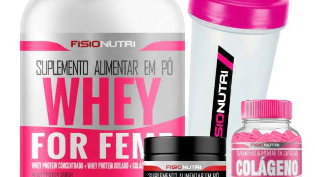 Kit Whey Gourmet Feminino + Colágeno + Creatina + Coqueteleira Fisionutri vale a pena? - Esporte e Fitness