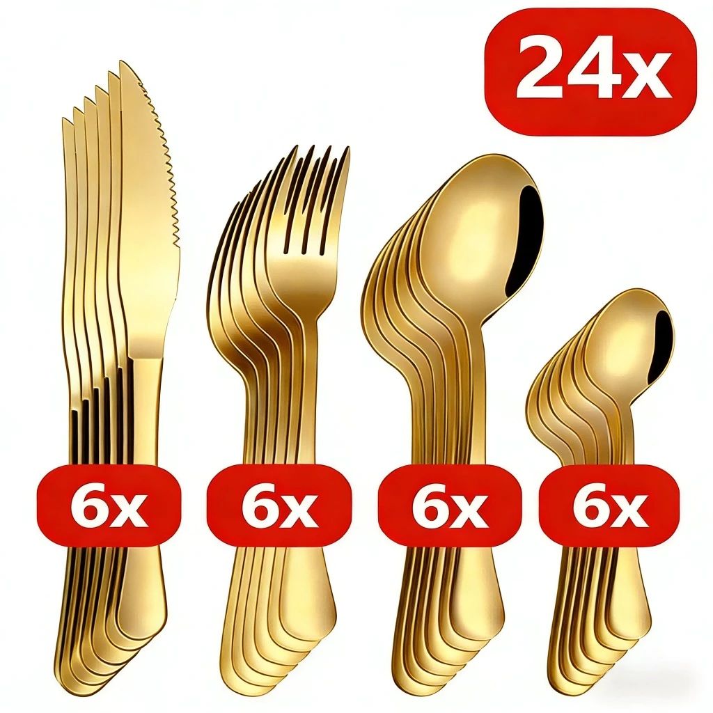 24 Pcs LouçA De Aço InoxidáVel Colher De Sobremesa Dourada / Luxuoso — análise em Produtos Review Online