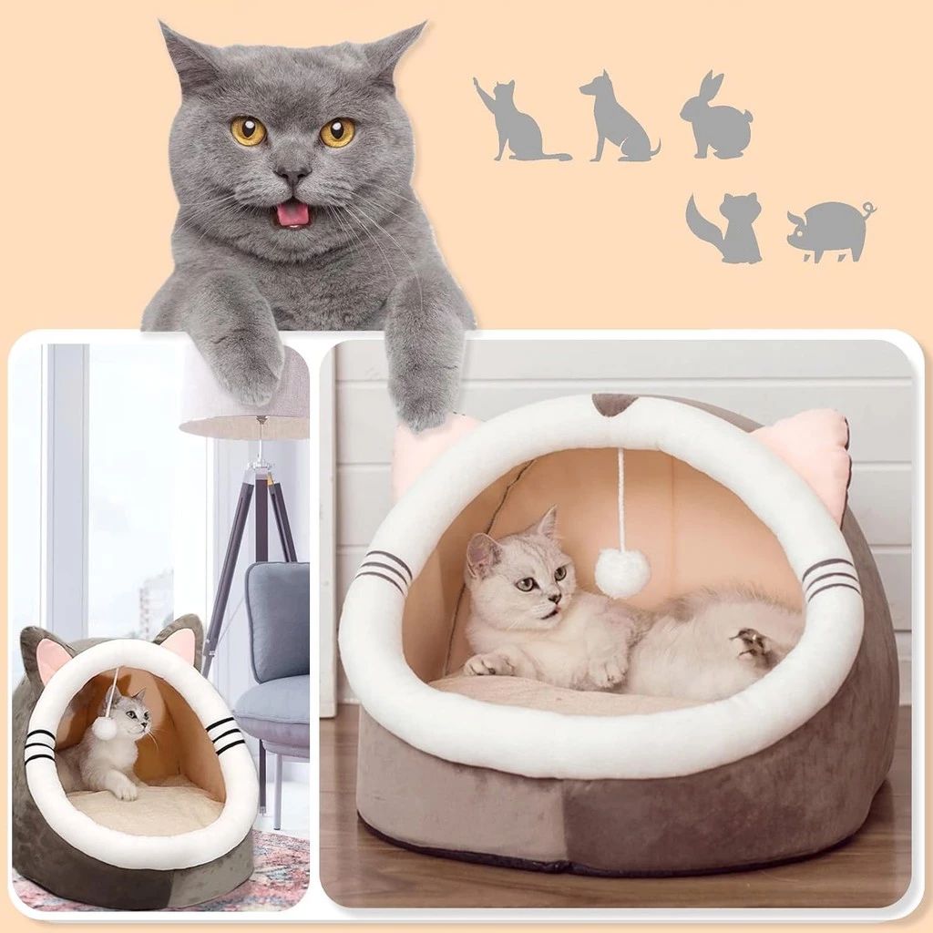 Cama Cabana Pet Formato de Gato Toca com Bolinha Interativa — análise em Produtos Review Online
