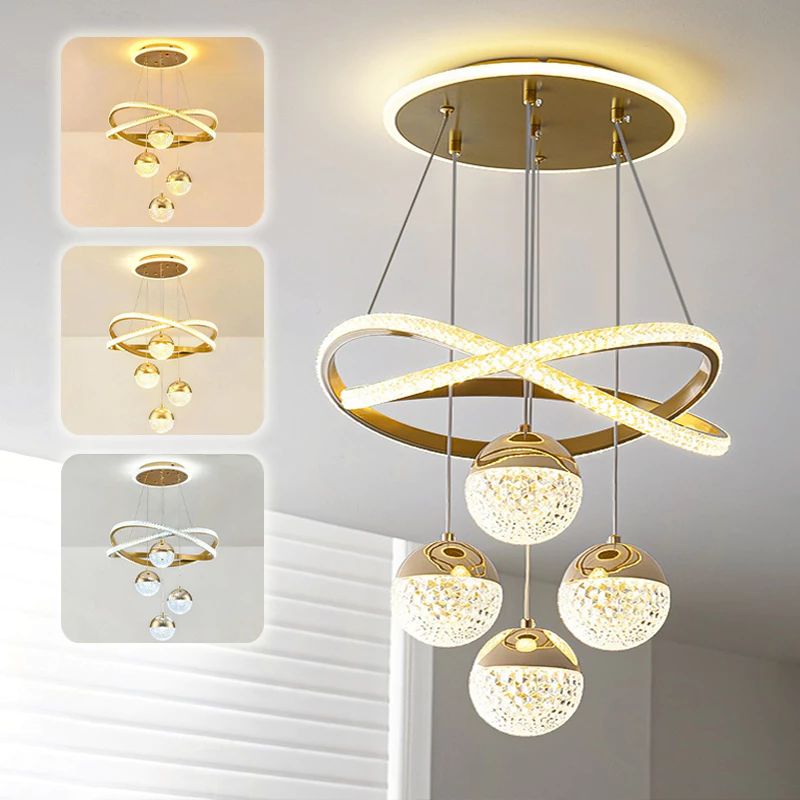 3 Cores 110V-220V Lustre de Teto LED Para Sala De Jantar e Estar Romântico Luxo Escandinavo O16 — análise em Produtos Review Online